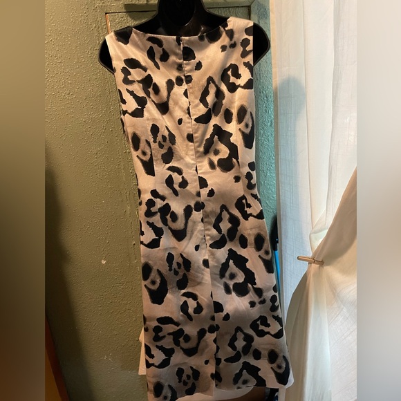 Ann Taylor Sz 6 Sleeveless Silk Blend Animal Print Shift Dress - Picture 3 of 7